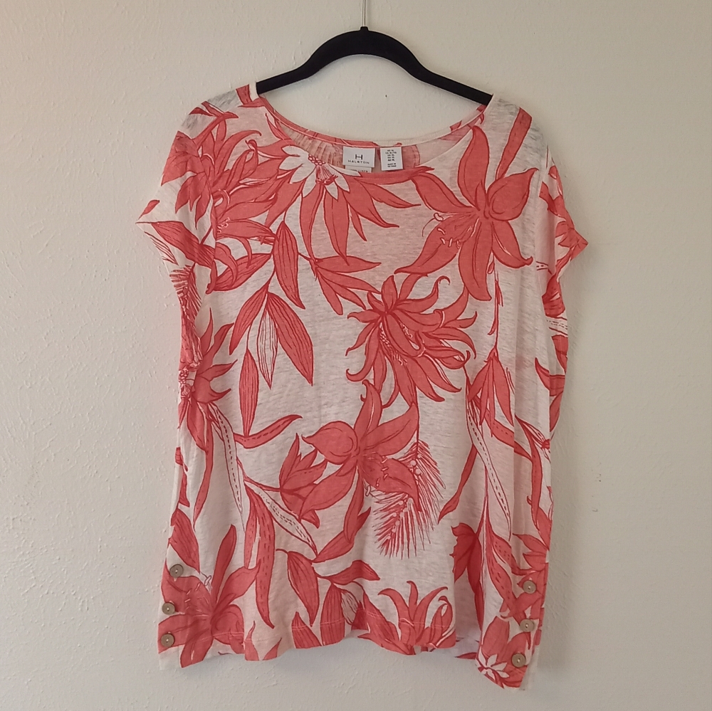 H by Halston Coral Floral Top